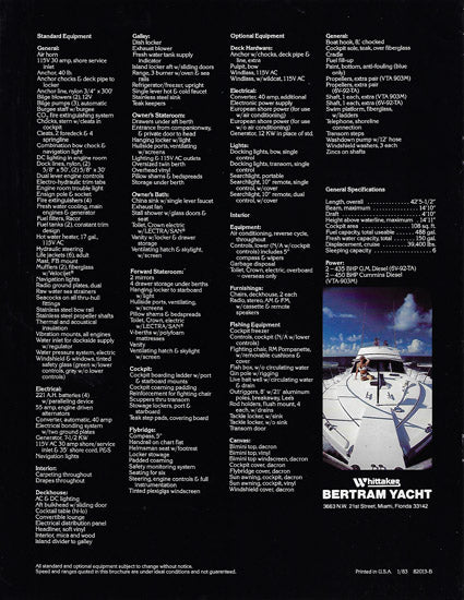 Bertram 42 Convertible Brochure
