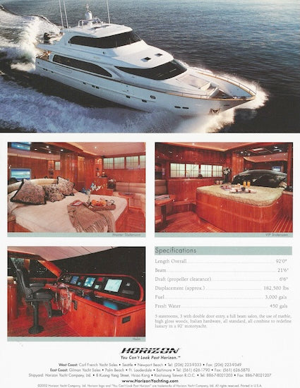 Horizon 92 Motor Yacht Brochure