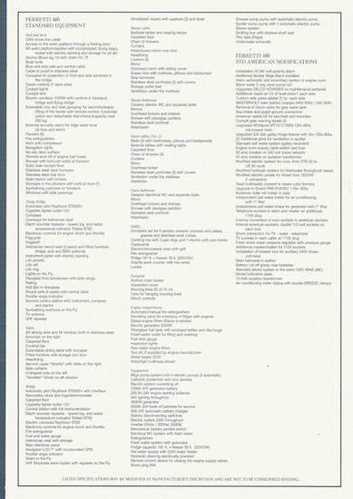 Ferretti 480 Specification Brochure