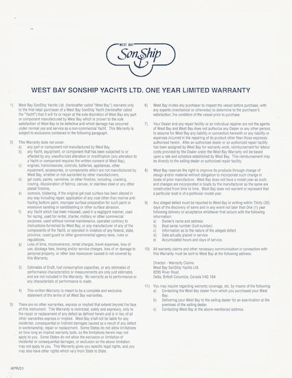 West Bay SonShip 68 Motor Yacht Specification Brochure