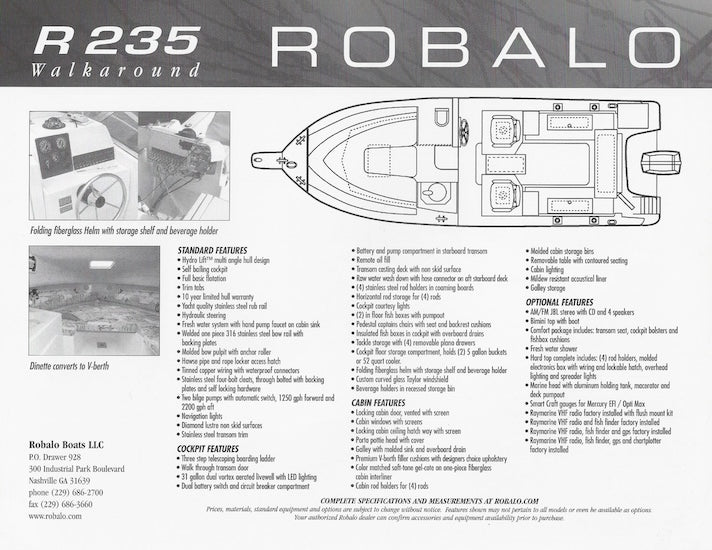 Robalo R235 Walkaround Specification Brochure