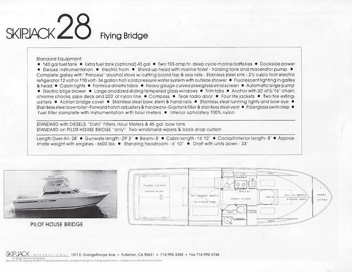 Skipjack 28 Flying Bridge Brochure