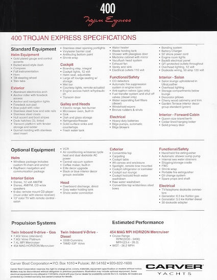 Trojan 400 Specification Brochure