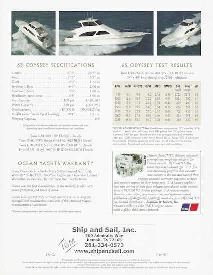 Ocean 65 Odyssey Brochure