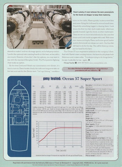 Ocean 57 Super Sport Power & Motoryacht Magazine Reprint Brochure