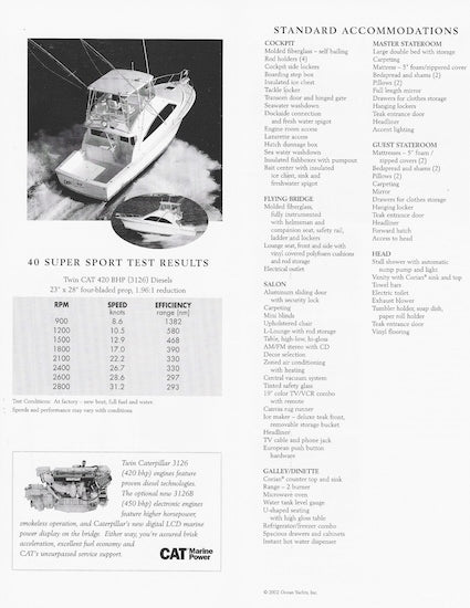 Ocean 40 Super Sport Specification Brochure