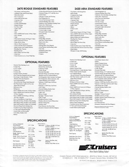 Cruisers Aria 2420 / Rogue 270 Brochure