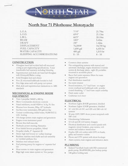 North Star 71 Specification Brochure