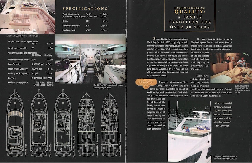 West Bay SonShip 75 Motor Yacht Brochure