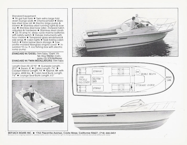 Skipjack 24 Open Cruiser Specification Brochure