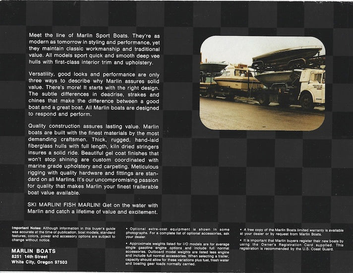 Marlin 1984 Runabouts Brochure