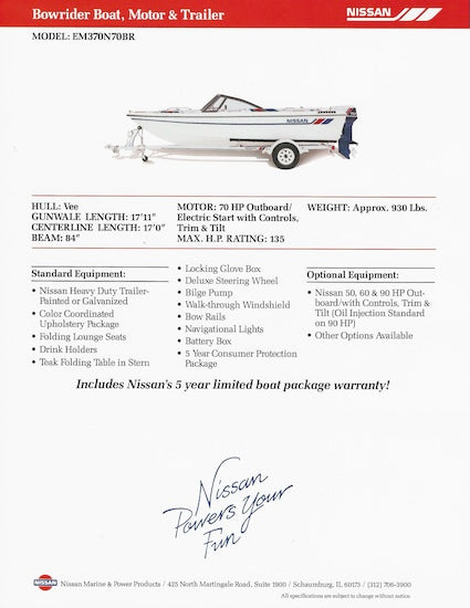 Nissan Bowrider EM370N70BR Brochure