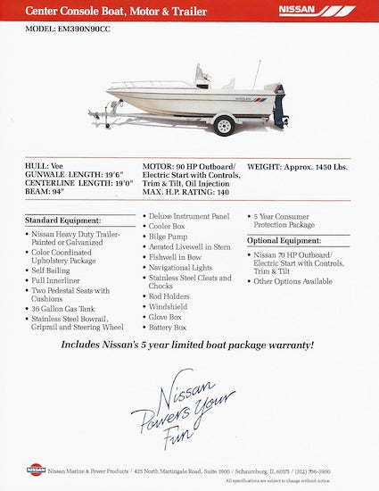 Nissan Center Console EM390N90CC Boat Brochure