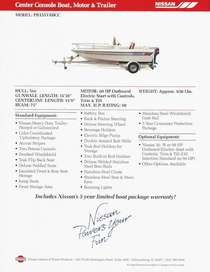Nissan Center Console PB151V60CC Boat Brochure