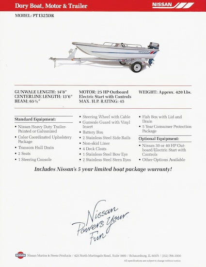 Nissan Dory PT1325DR Boat Brochure