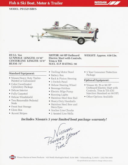 Nissan Fish & Ski PB1252V60FS Boat Brochure