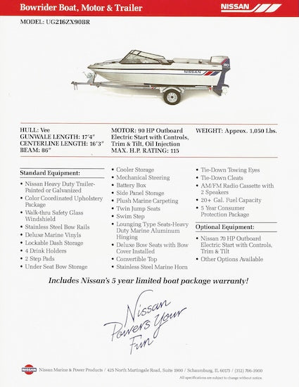 Nissan Bowrider UG1216ZX90BR Brochure