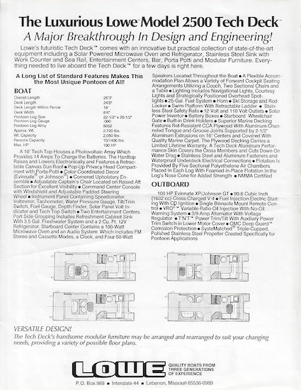 Lowe Tech Deck 2500 Specification Brochure