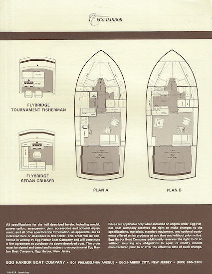 Egg Harbor 33 Tournament Fisherman & Sedan Cruiser Specification Brochure