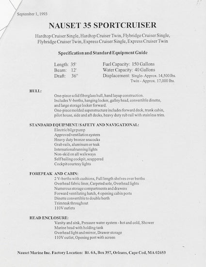 Nauset 35 Custom Sportcruiser Brochure
