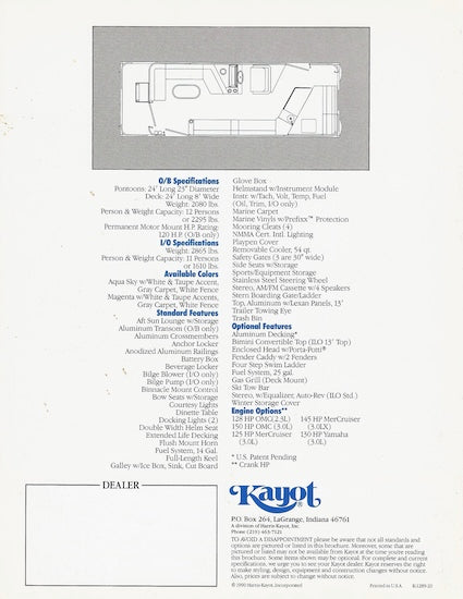 Kayot Admiral Pontoon Brochure