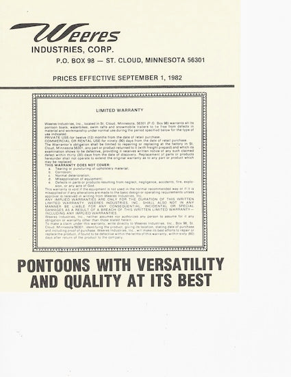 Weeres 1983 Pontoon Brochure