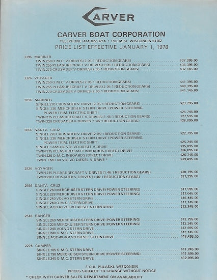 Carver 1978 Brochure