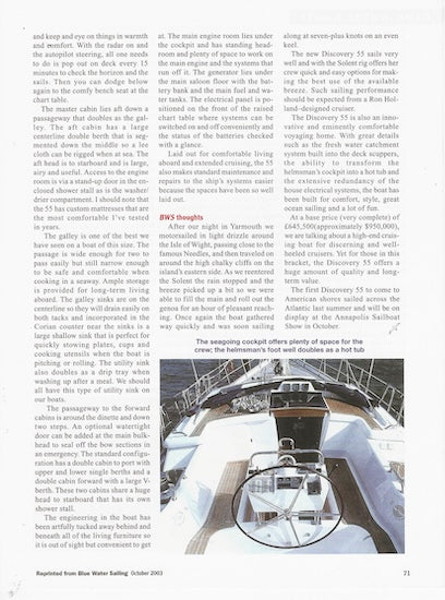Discovery 55 Blue Water Sailing Magazine Reprint Brochure