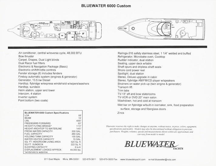 Bluewater 6000 Custom Specification Brochure