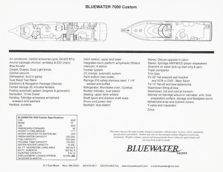 Bluewater 7000 Custom Specification Brochure