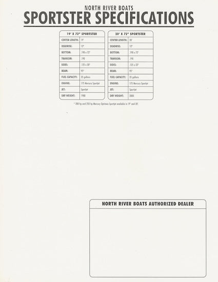 North River Sportster Series Specification Brochure