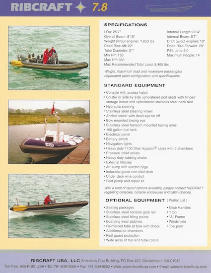 Ribcraft 7.8 Specification Brochure