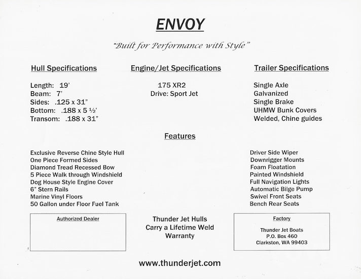 Thunder Jet Envoy Specification Brochure
