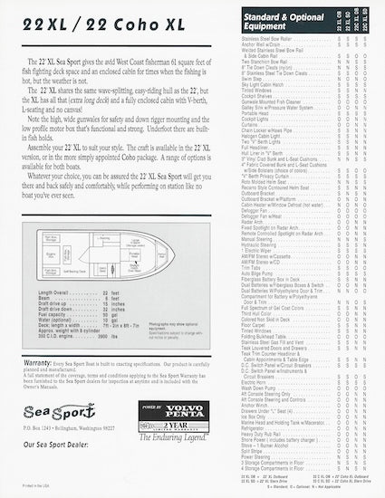 Sea Sport XL / Coho XL 22 Specification Brochure