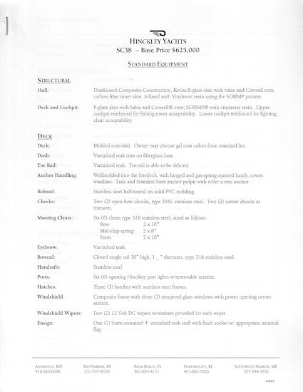 Hinckley SC38 Brochure Package