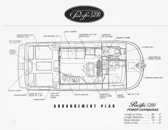 Sea Sport Pacific Cat 3200 Specification Brochure