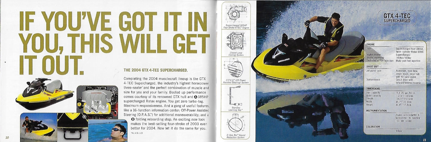 Sea Doo 2004 Watercraft & Sport Boats Mini Brochure