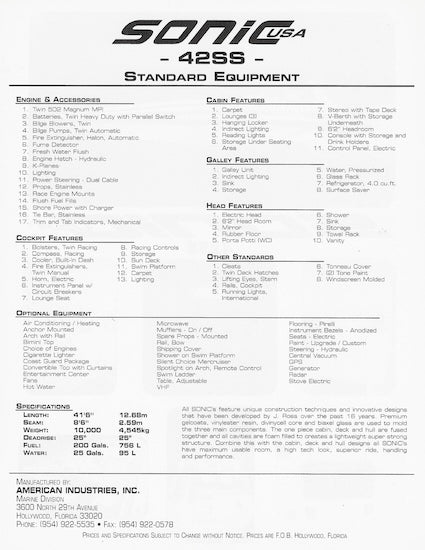 Sonic 42SS Brochure