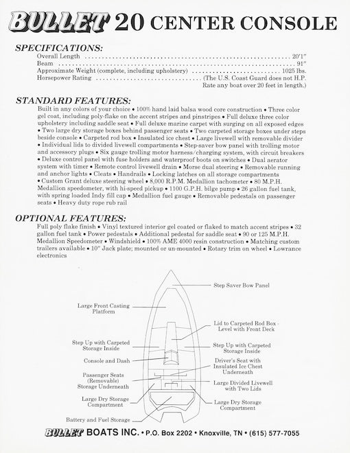 Bullet 20 Center Console Brochure