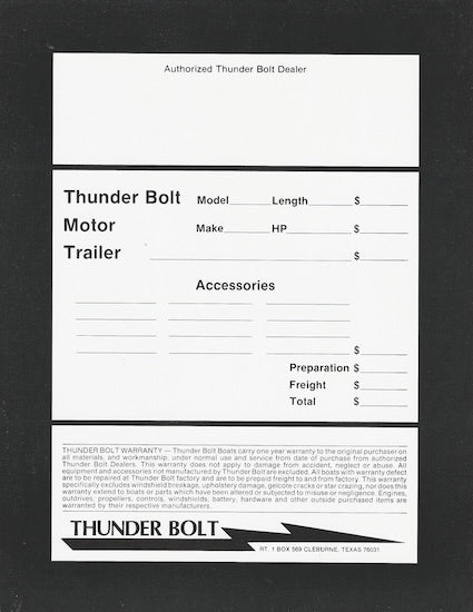 Thunderbolt 1980s Brochure