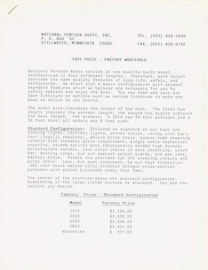 National Pontoon Brochure