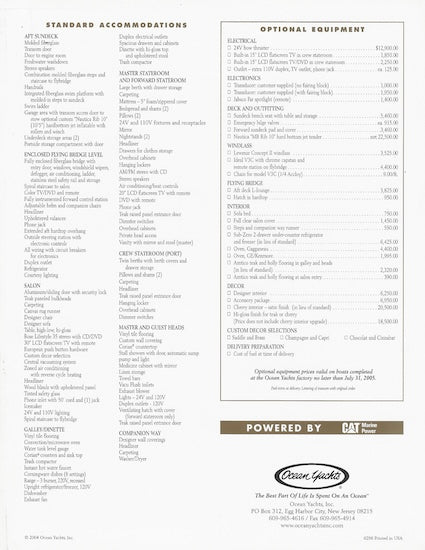 Ocean 57 Odyssey Specification Brochure