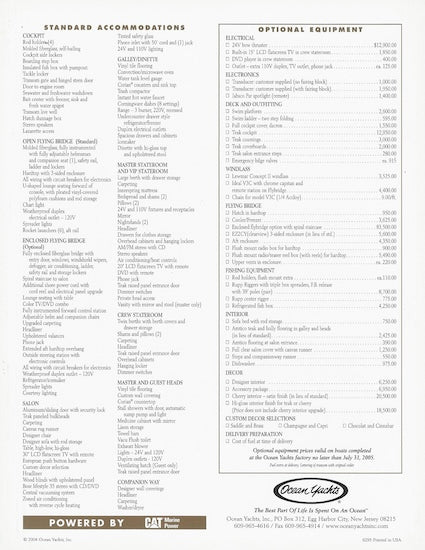 Ocean 57 Super Sport Specification Brochure