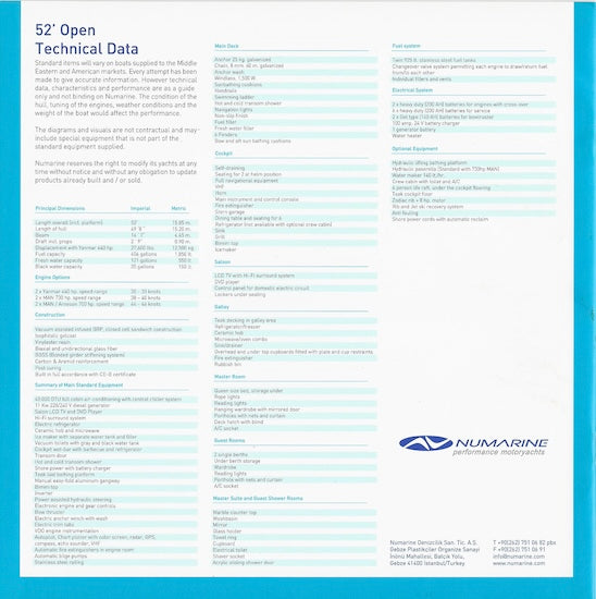 Numarine 52 Open Brochure