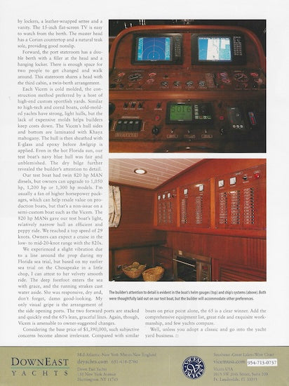 Vicem 65 Motor Yacht Yachting Magazine Reprint Brochure