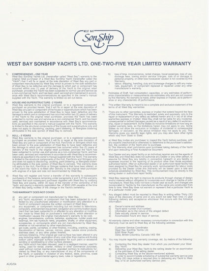 West Bay SonShip 50 Motor Yacht Specification Brochure