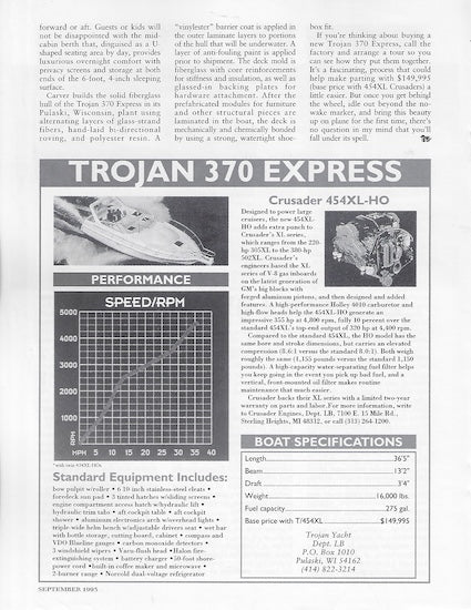 Trojan 370 Express Lakeland Boating Magazine Reprint Brochure