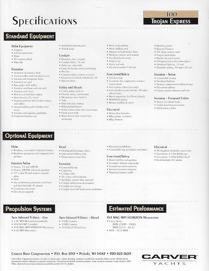 Trojan 400 Specification Brochure