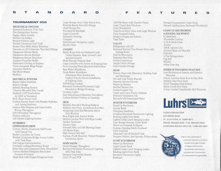 Luhrs 350 Tournament Convertible Brochure