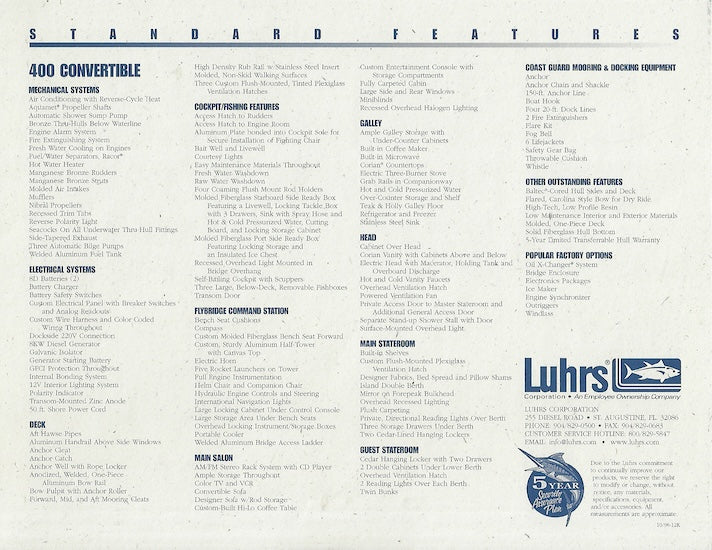 Luhrs 400 Convertible Brochure